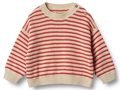 Wheat Leise knit sweater with red stripes